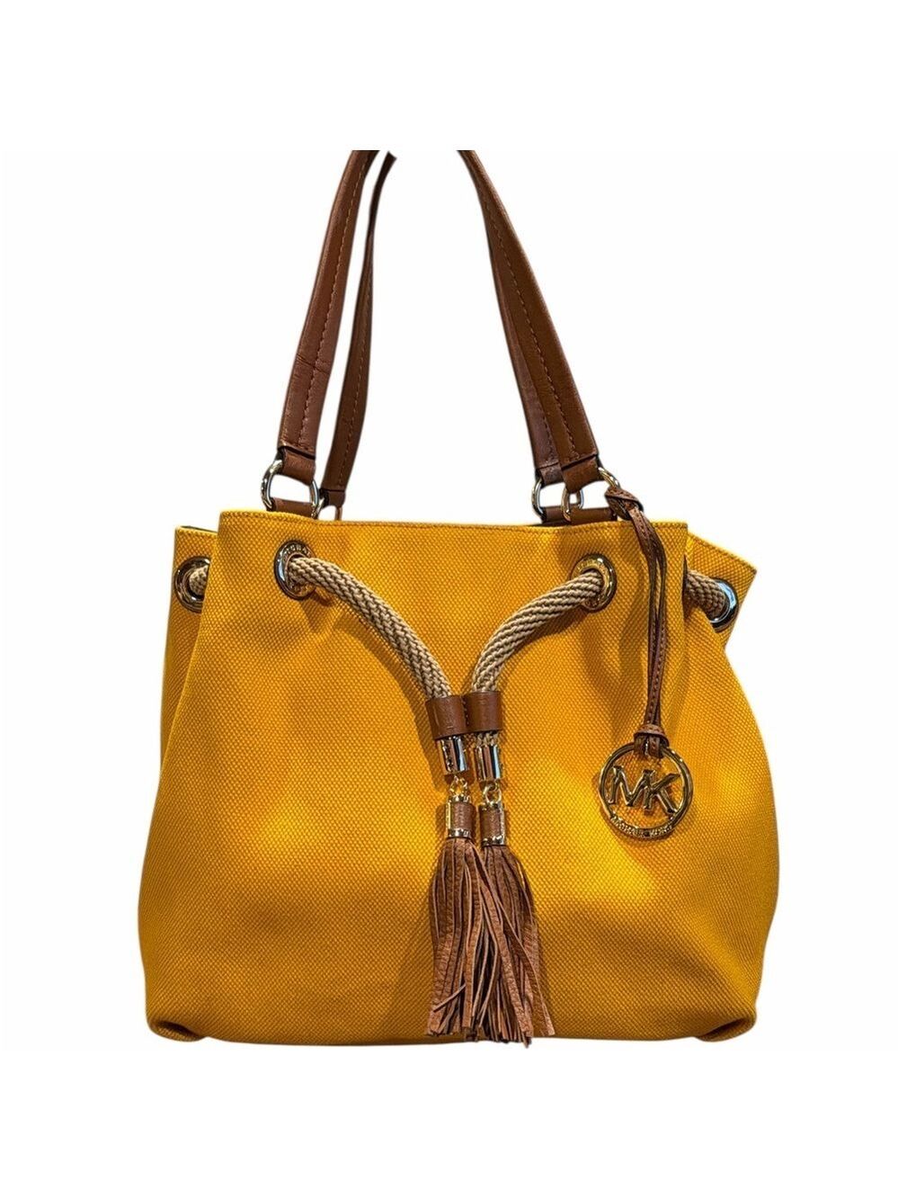Michael Kors Yellow Marina Large Canvas Drawstring Tote - Picture 3 of 16